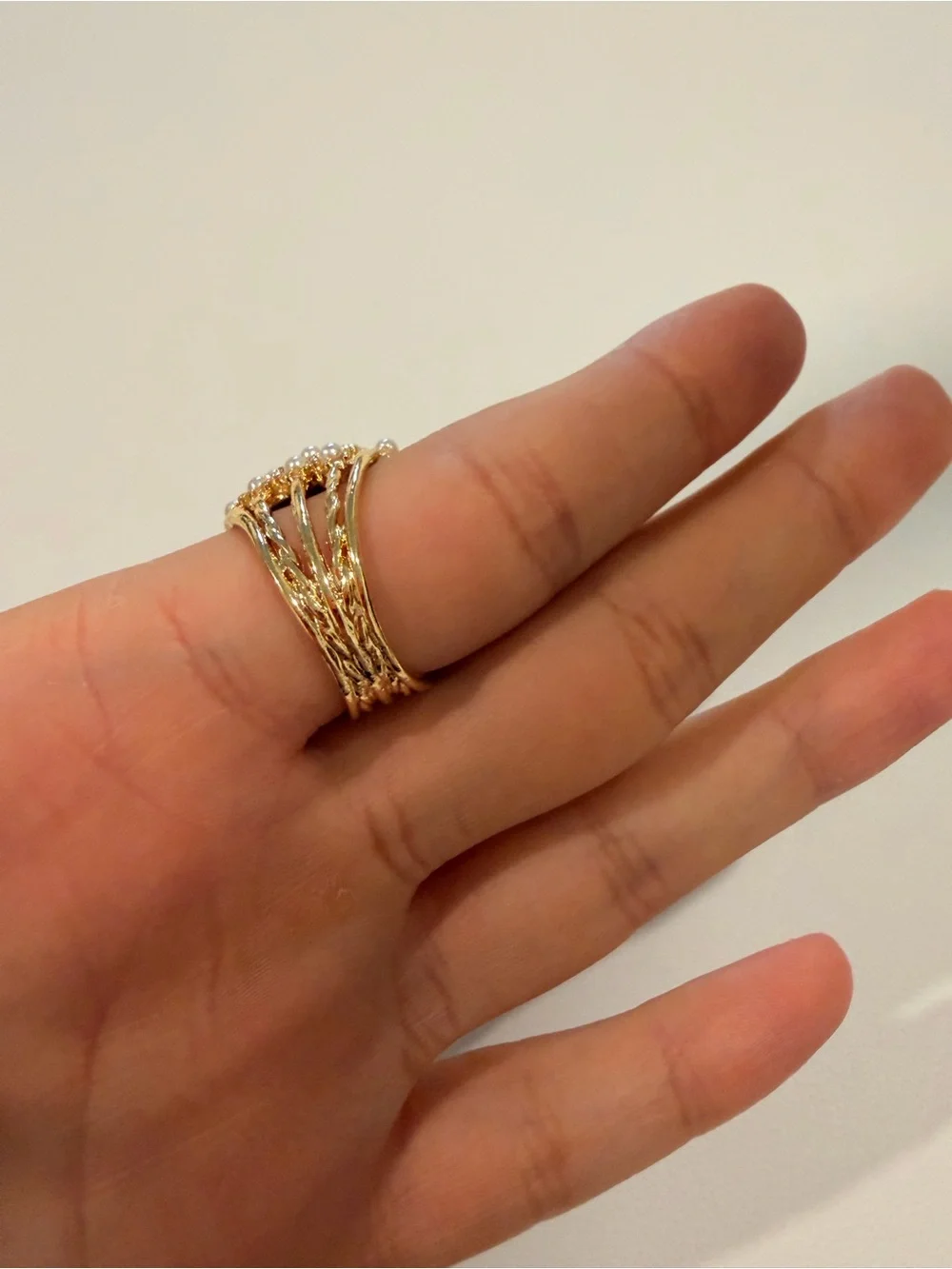 Gold Pearl Cluster Dome Ring
